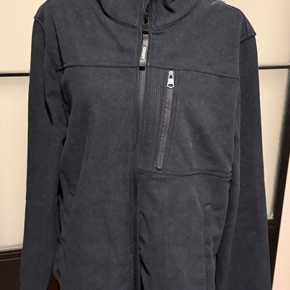 DKNY Black Ribbed Zip-Up Jacket
